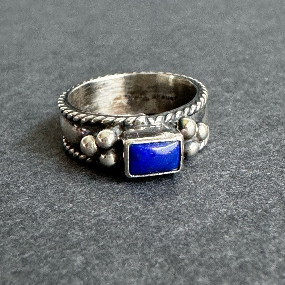 Vintage Lapis Lazuli Ring Sterling Silver Blue Gemstone Band Southwestern Size 6 - Picture 7 of 12